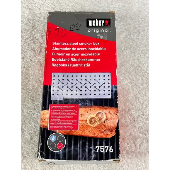 Original WEBER Stainless Steel Smoker Box BBQ Grill Cooking Cookout 7576 New OEM - Picture 1 of 5